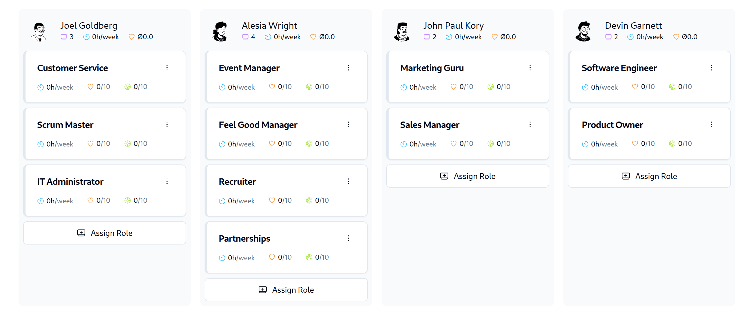 Screenshot of keyroles app